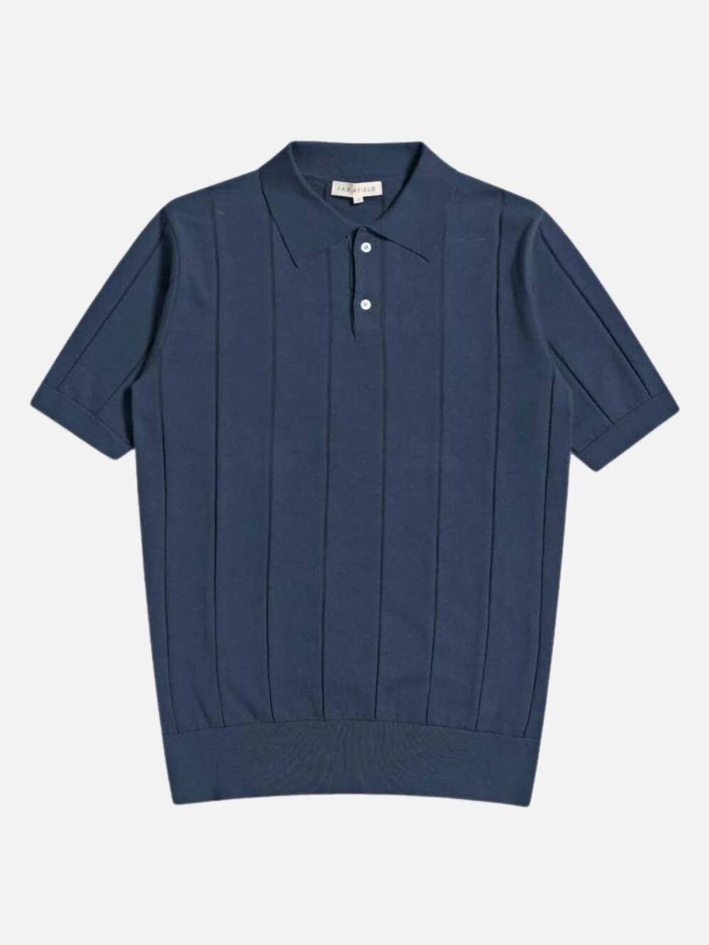 NEW FAR AFIELD men's jacobs knitted short sleeve polo in navy